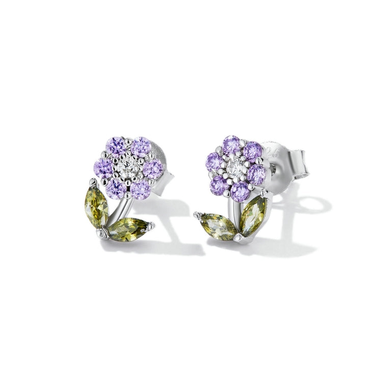 S925 Sterling Silver Flower Ear Stud Women Earrings