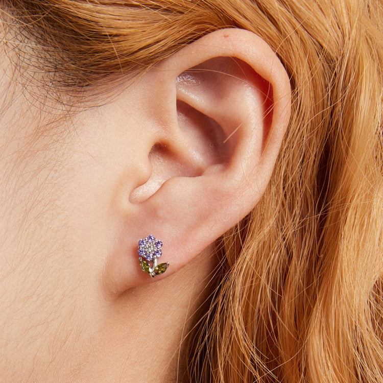 S925 Sterling Silver Flower Ear Stud Women Earrings