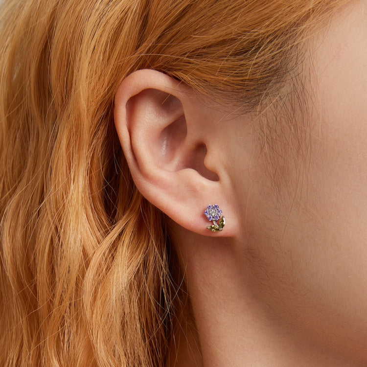 S925 Sterling Silver Flower Ear Stud Women Earrings