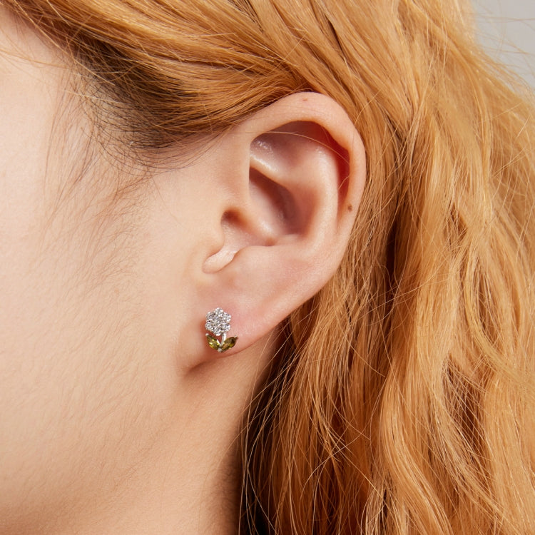 S925 Sterling Silver Flower Ear Stud Women Earrings