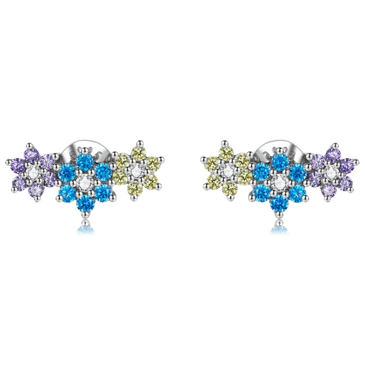 S925 Sterling Silver Sparkle Flower Ear Stud Women Earrings
