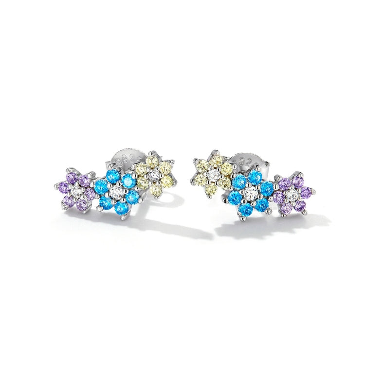 S925 Sterling Silver Sparkle Flower Ear Stud Women Earrings
