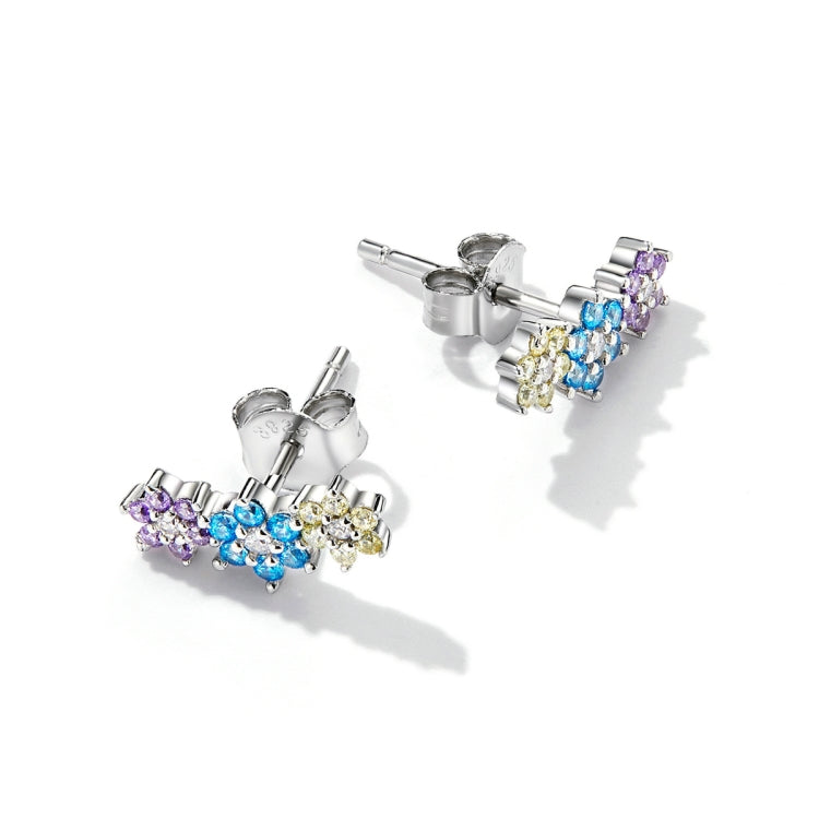 S925 Sterling Silver Sparkle Flower Ear Stud Women Earrings
