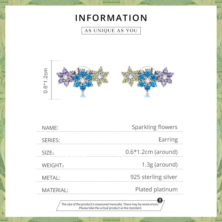 S925 Sterling Silver Sparkle Flower Ear Stud Women Earrings