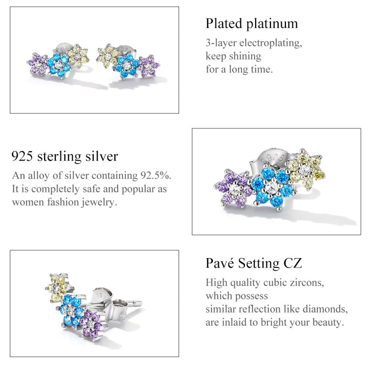 S925 Sterling Silver Sparkle Flower Ear Stud Women Earrings