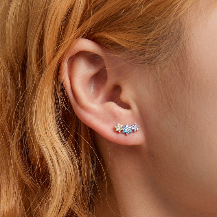 S925 Sterling Silver Sparkle Flower Ear Stud Women Earrings