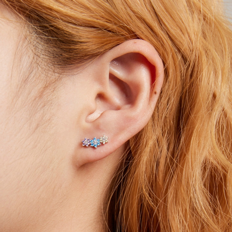 S925 Sterling Silver Sparkle Flower Ear Stud Women Earrings