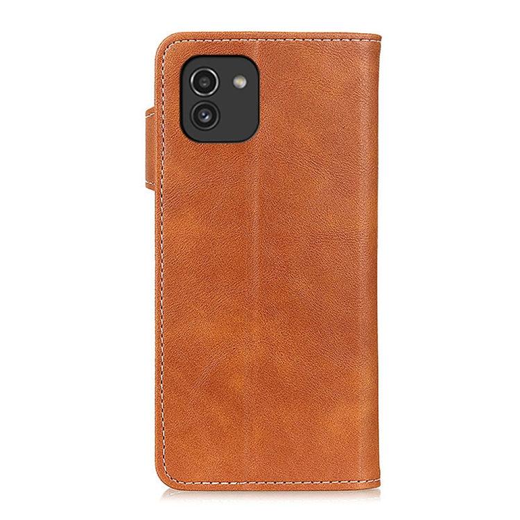 For Samsung Galaxy A03 166mm S-Type Stitching Calf Texture Leather Phone Case