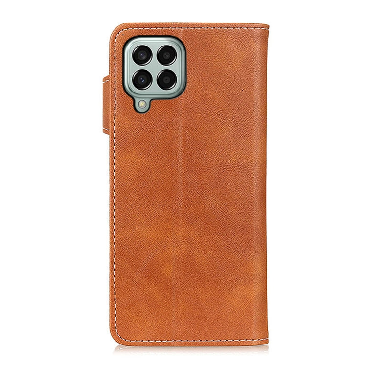 For Samsung Galaxy M33 5G S-Type Stitching Calf Texture Leather Phone Case