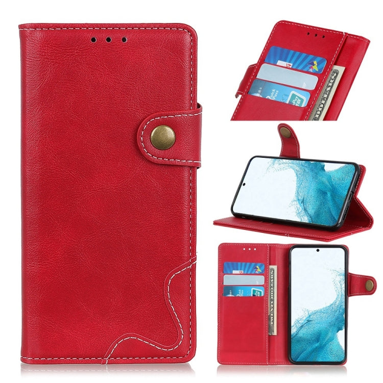 For Samsung Galaxy S22+ 5G S-Type Stitching Calf Texture Leather Phone Case