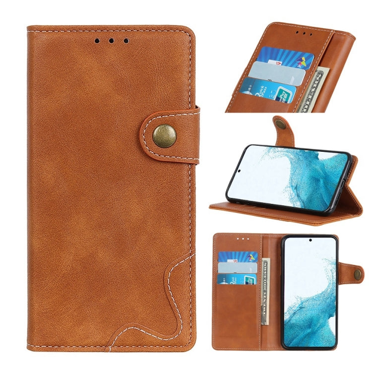 For Samsung Galaxy S22+ 5G S-Type Stitching Calf Texture Leather Phone Case