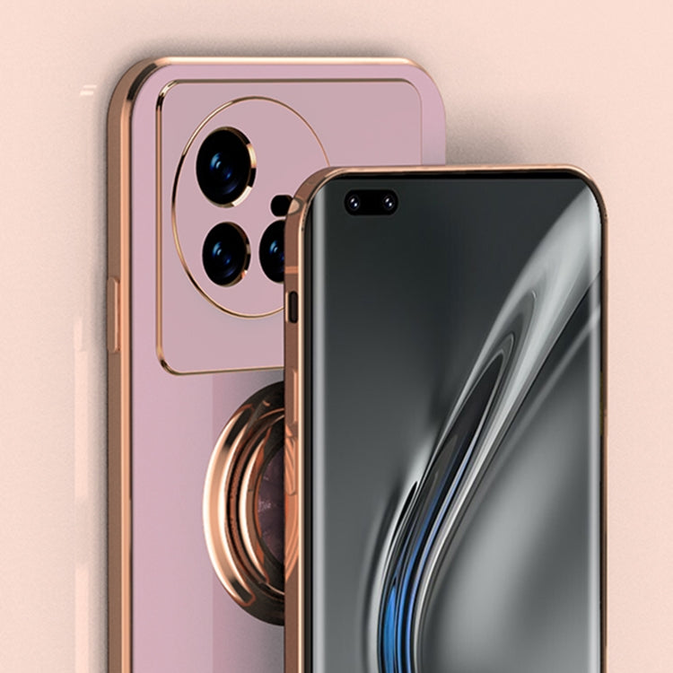 For vivo X80 6D Electroplating Full Coverage Silicone Protective Case with Magnetic Ring Holder