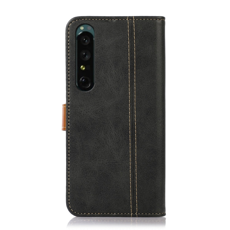 For Sony Xperia 1 IV Stitching Thread Calf Texture Leather Phone Case