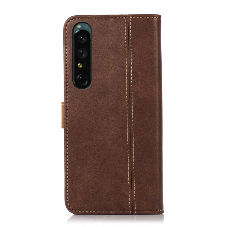 For Sony Xperia 1 IV Stitching Thread Calf Texture Leather Phone Case