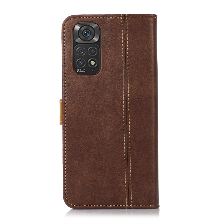 For Xiaomi Redmi Note 11S / 11 4G Stitching Thread Calf Texture Leather Phone Case