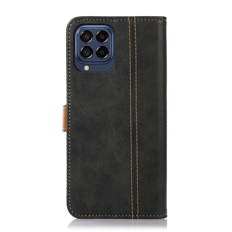 For Samsung Galaxy M53 5G Stitching Thread Calf Texture Leather Phone Case