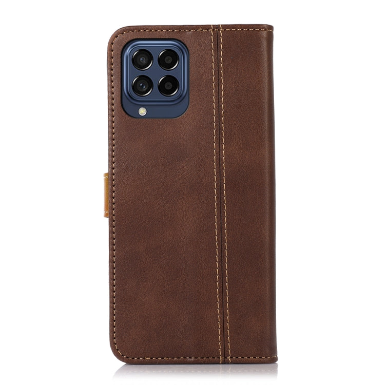 For Samsung Galaxy M53 5G Stitching Thread Calf Texture Leather Phone Case