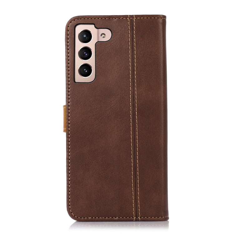 For Samsung Galaxy S22 5G Stitching Thread Calf Texture Leather Phone Case