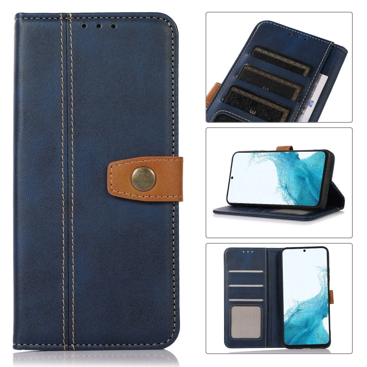 For Samsung Galaxy S22+ 5G Stitching Thread Calf Texture Leather Phone Case