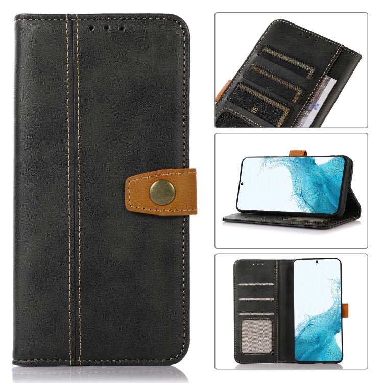 For Samsung Galaxy S22+ 5G Stitching Thread Calf Texture Leather Phone Case