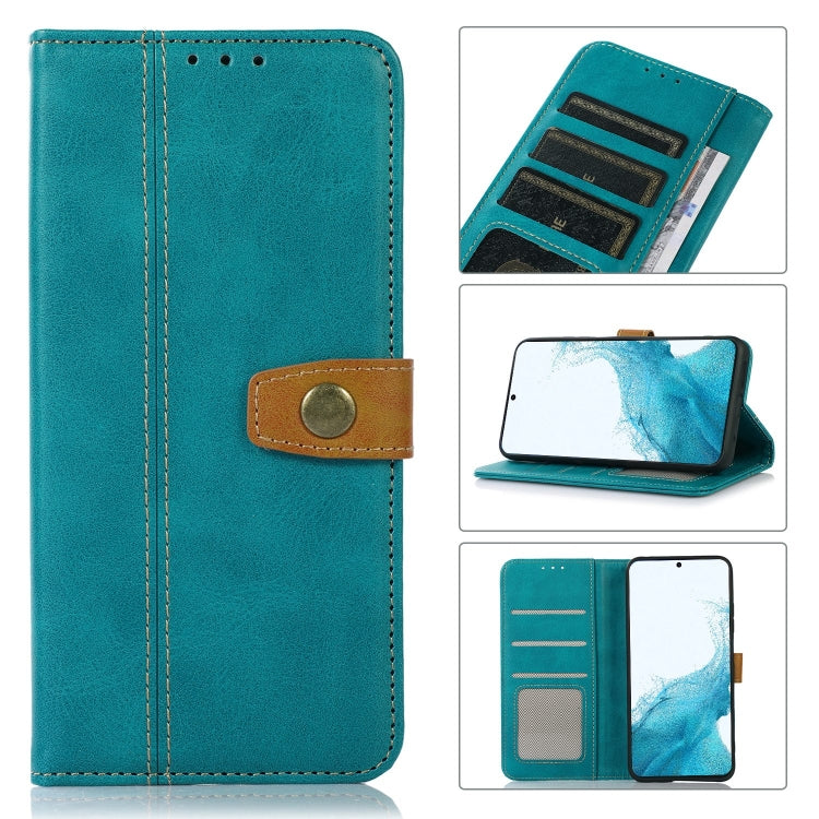 For Samsung Galaxy S22+ 5G Stitching Thread Calf Texture Leather Phone Case