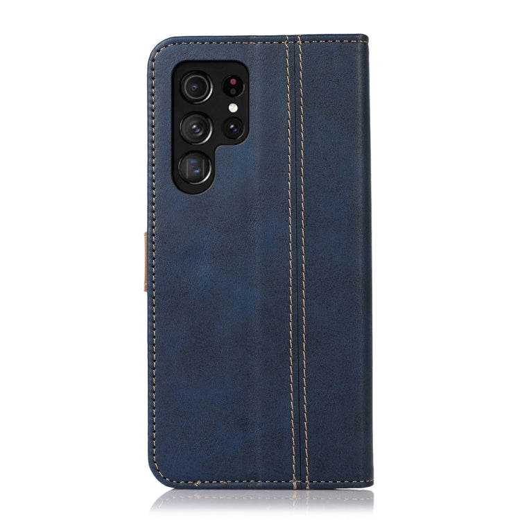 For Samsung Galaxy S22 Ultra 5G Stitching Thread Calf Texture Leather Phone Case