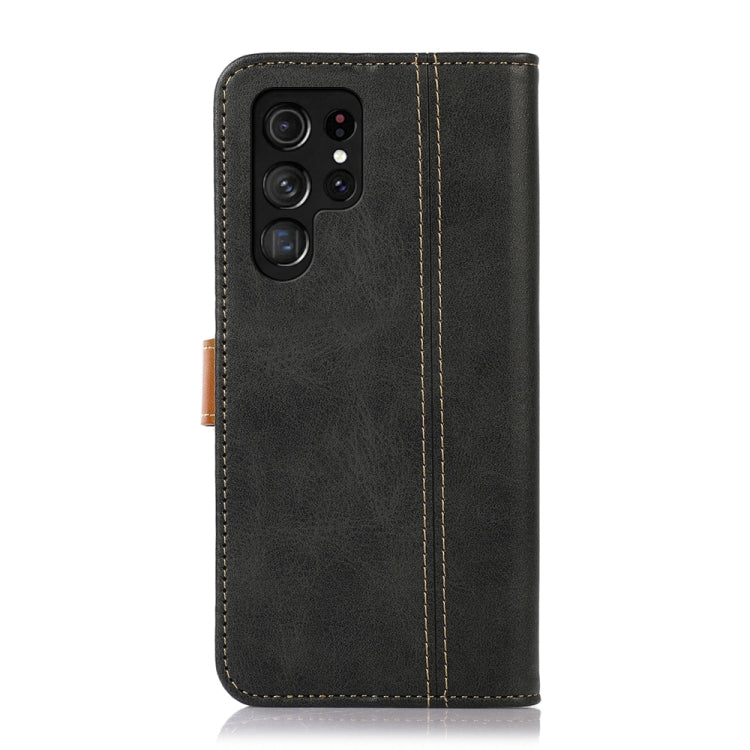For Samsung Galaxy S22 Ultra 5G Stitching Thread Calf Texture Leather Phone Case
