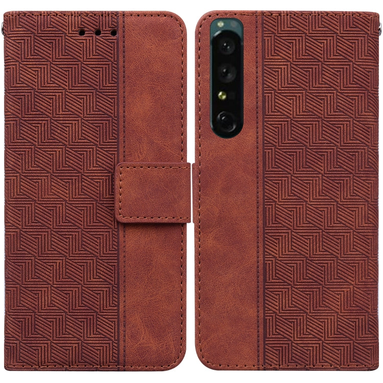 For Sony Xperia 1 IV Geometric Embossed Leather Phone Case