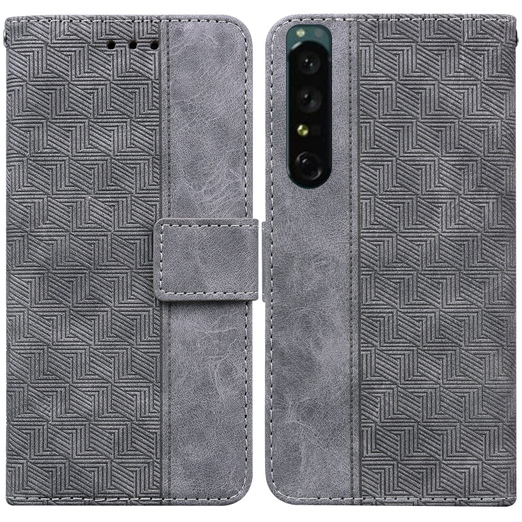 For Sony Xperia 1 IV Geometric Embossed Leather Phone Case