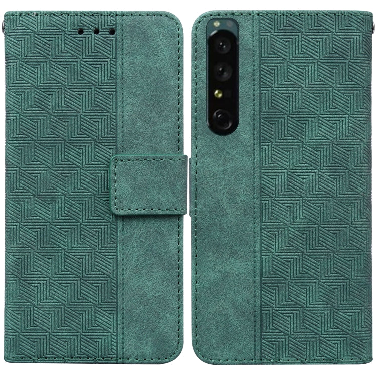 For Sony Xperia 1 IV Geometric Embossed Leather Phone Case