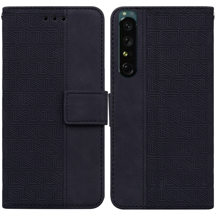 For Sony Xperia 1 IV Geometric Embossed Leather Phone Case