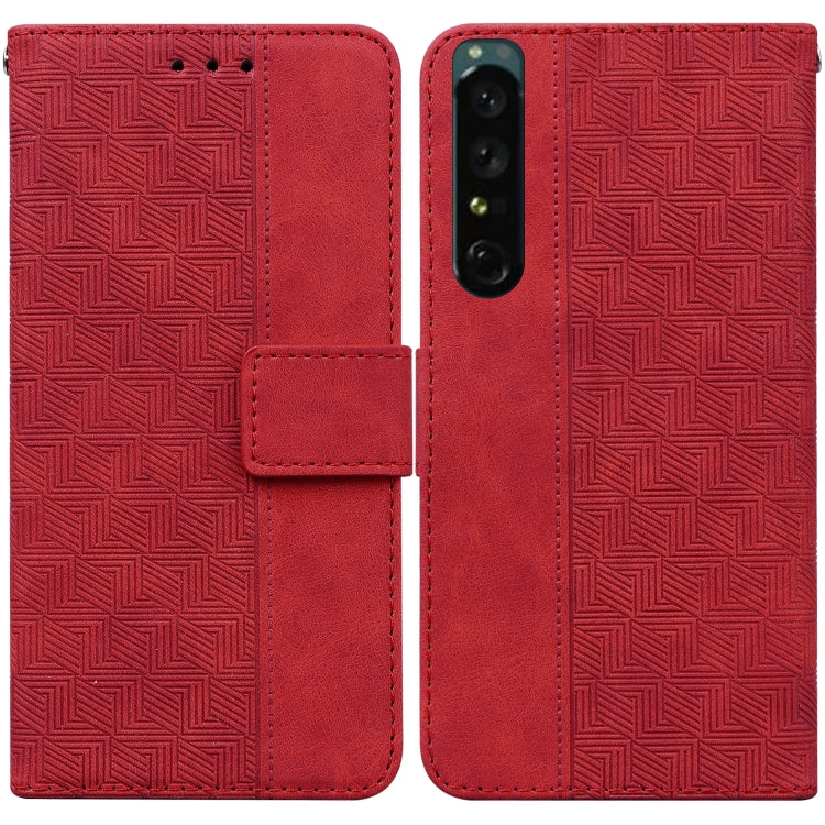 For Sony Xperia 1 IV Geometric Embossed Leather Phone Case