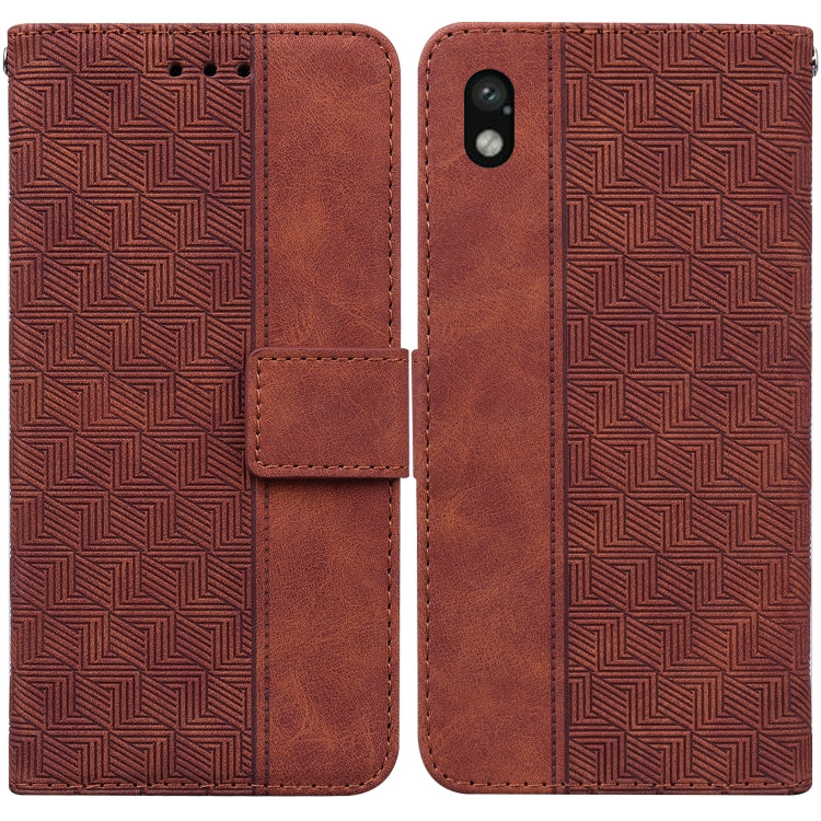 For Sony Xperia Ace III Geometric Embossed Leather Phone Case