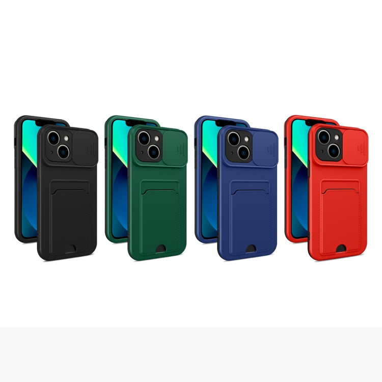 For iPhone 13 3 in 1 Sliding Camshield Card Phone Case