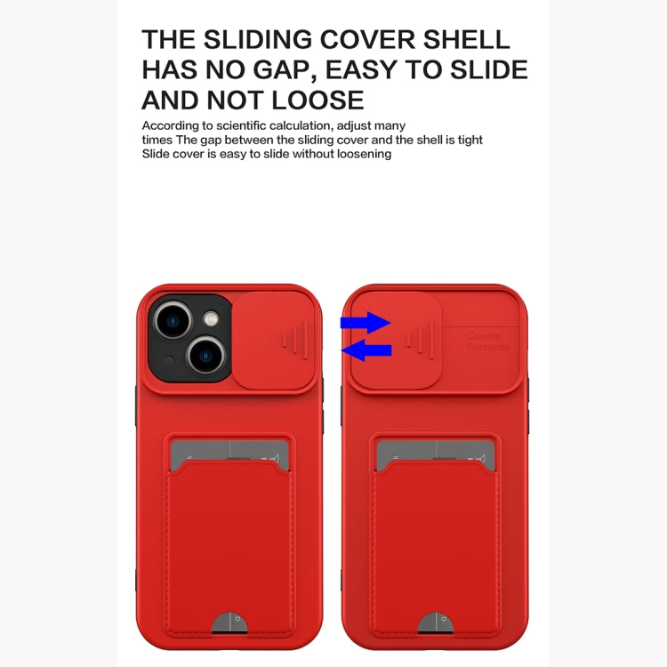 For iPhone 13 3 in 1 Sliding Camshield Card Phone Case