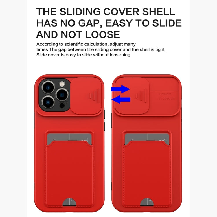 For iPhone 13 Pro 3 in 1 Sliding Camshield Card Phone Case