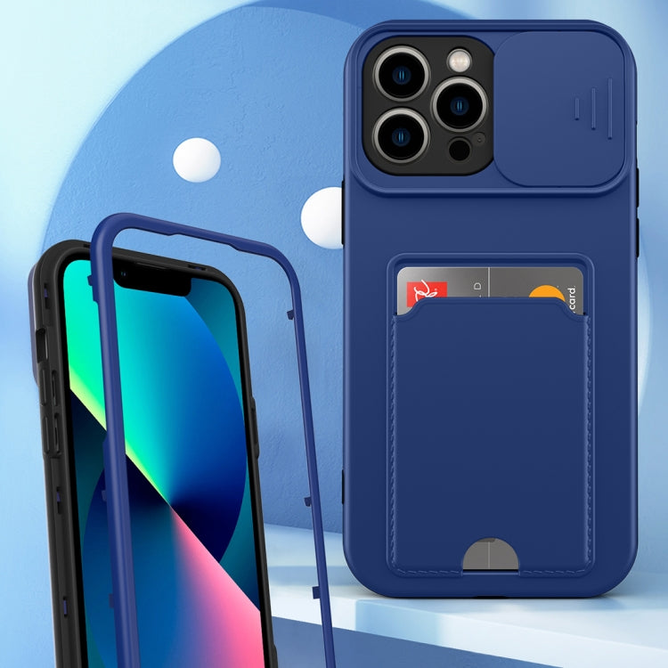 For iPhone 13 Pro 3 in 1 Sliding Camshield Card Phone Case