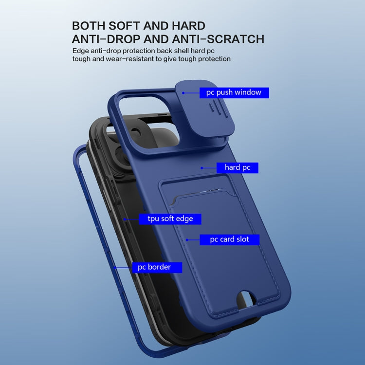 3 in 1 Sliding Camshield Card Phone Case For iPhone 12