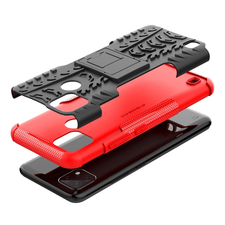 For OPPO Realme C21Y Tire Texture TPU + PC Phone Case with Holder