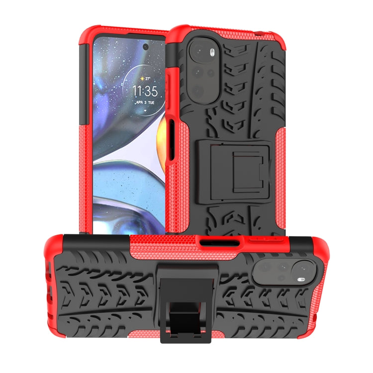 For Motorola Moto G22/E32 Tire Texture TPU + PC Phone Case with Holder