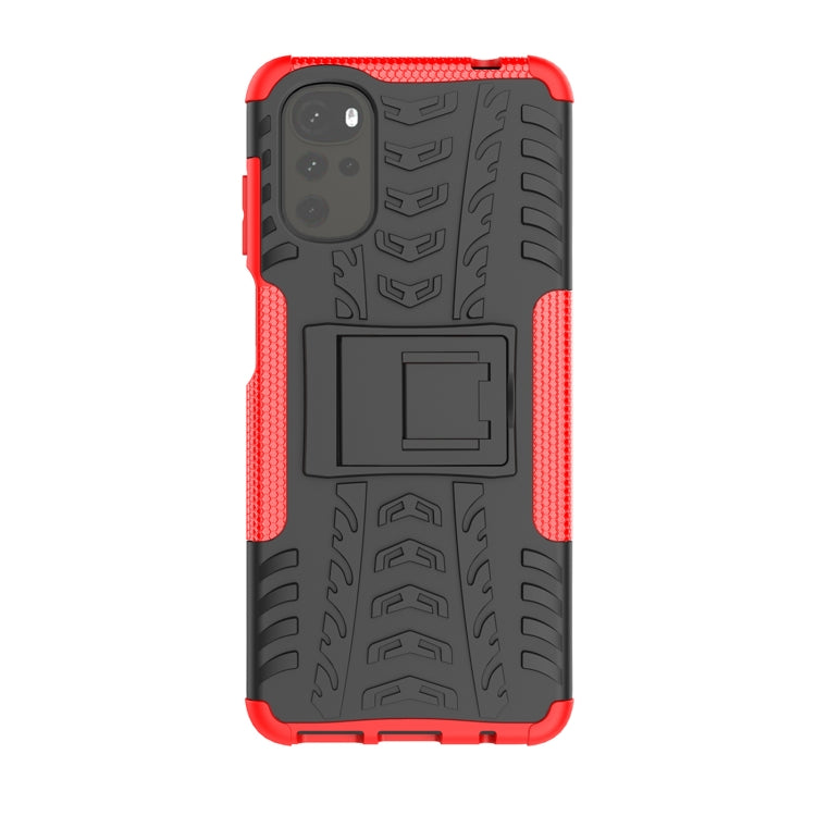 For Motorola Moto G22/E32 Tire Texture TPU + PC Phone Case with Holder