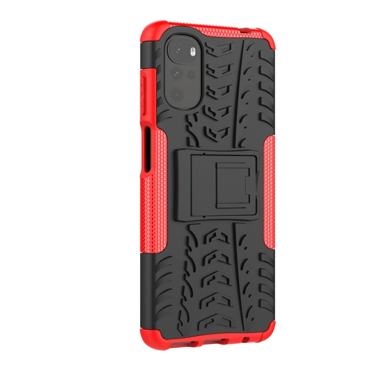 For Motorola Moto G22/E32 Tire Texture TPU + PC Phone Case with Holder