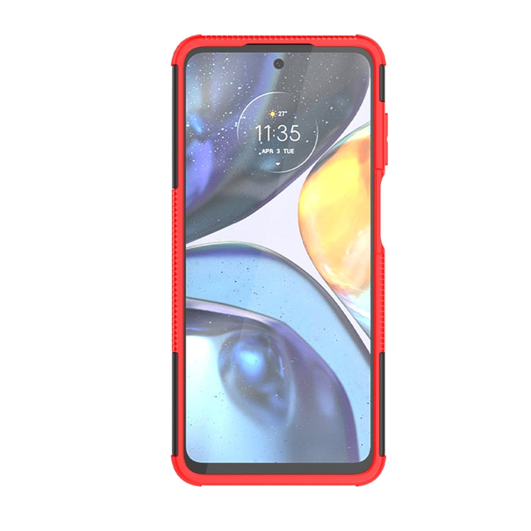 For Motorola Moto G22/E32 Tire Texture TPU + PC Phone Case with Holder