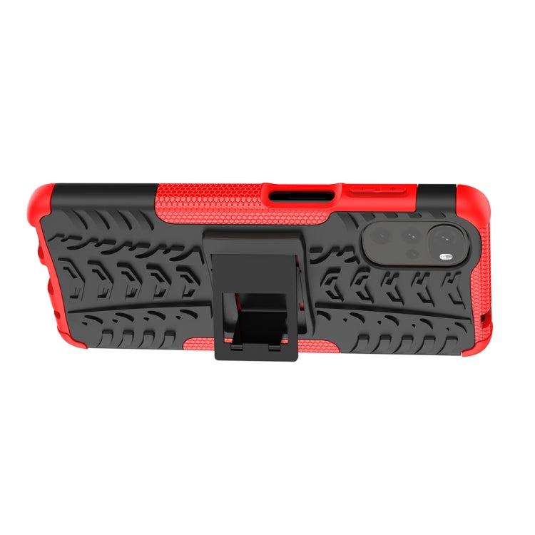For Motorola Moto G22/E32 Tire Texture TPU + PC Phone Case with Holder