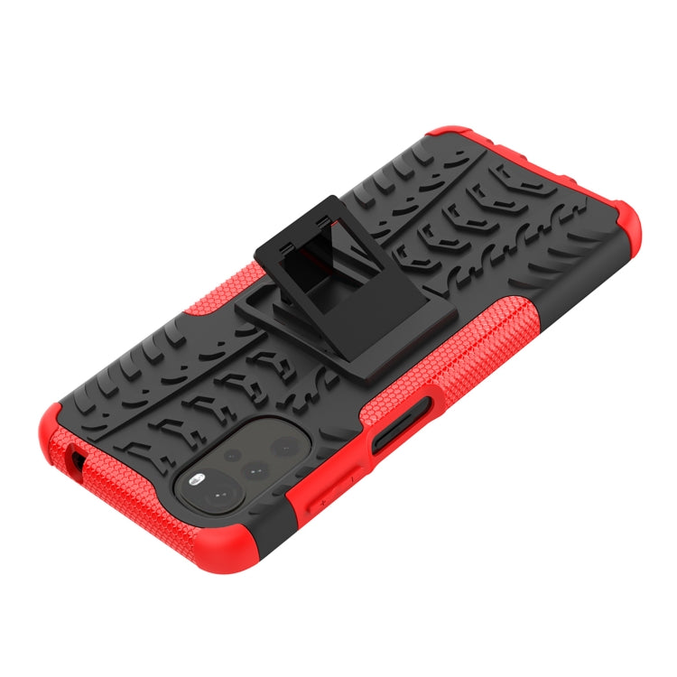 For Motorola Moto G22/E32 Tire Texture TPU + PC Phone Case with Holder