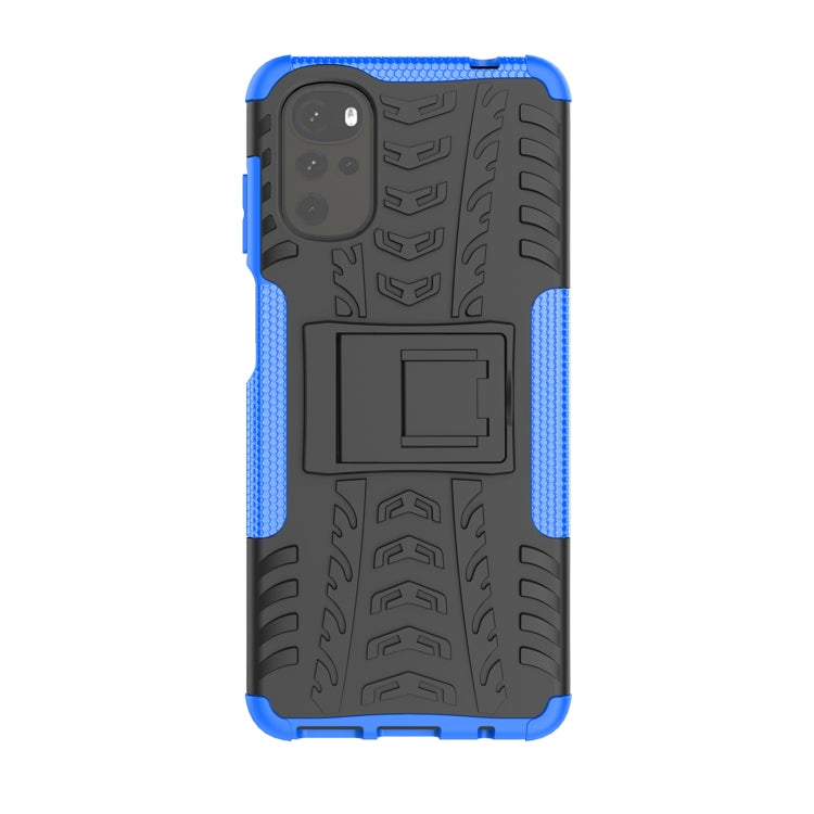 For Motorola Moto G22/E32 Tire Texture TPU + PC Phone Case with Holder
