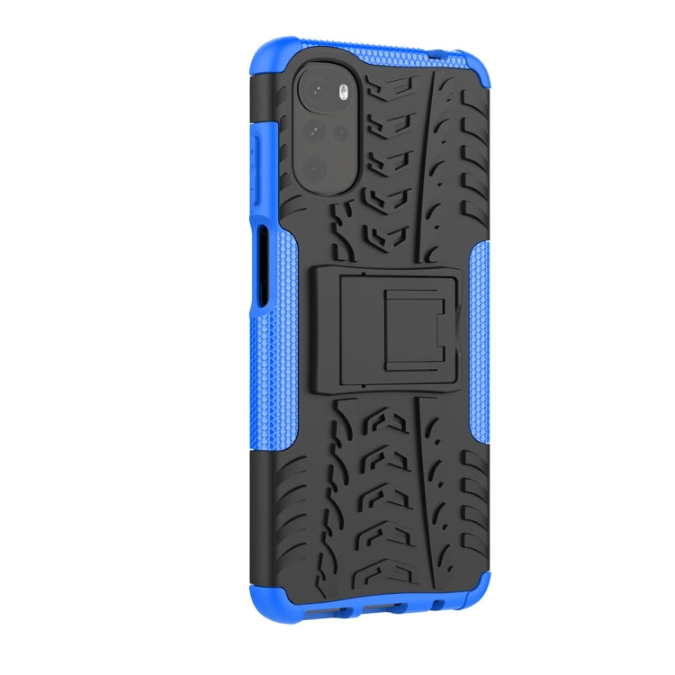 For Motorola Moto G22/E32 Tire Texture TPU + PC Phone Case with Holder