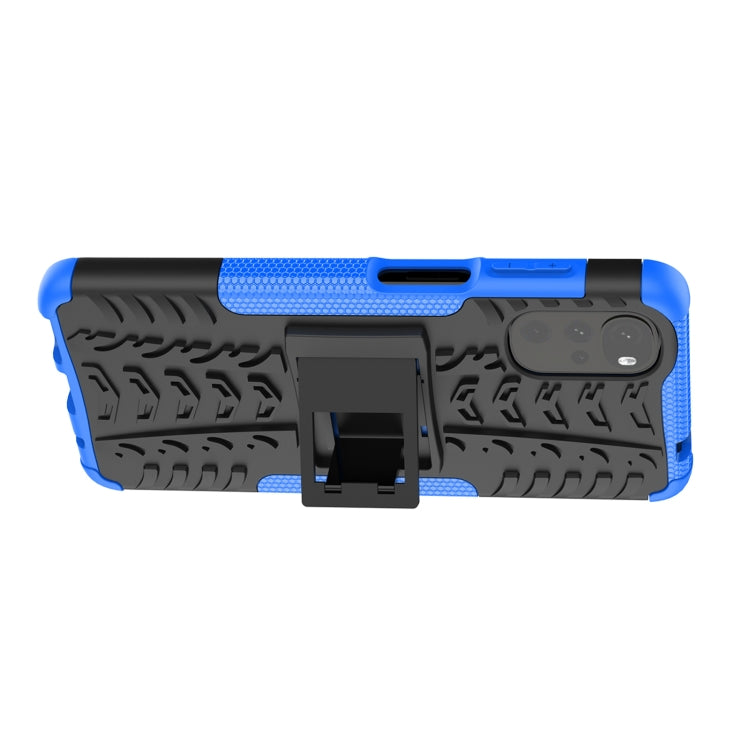 For Motorola Moto G22/E32 Tire Texture TPU + PC Phone Case with Holder