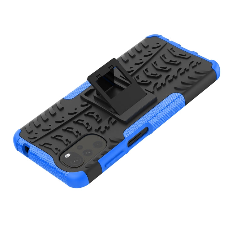 For Motorola Moto G22/E32 Tire Texture TPU + PC Phone Case with Holder