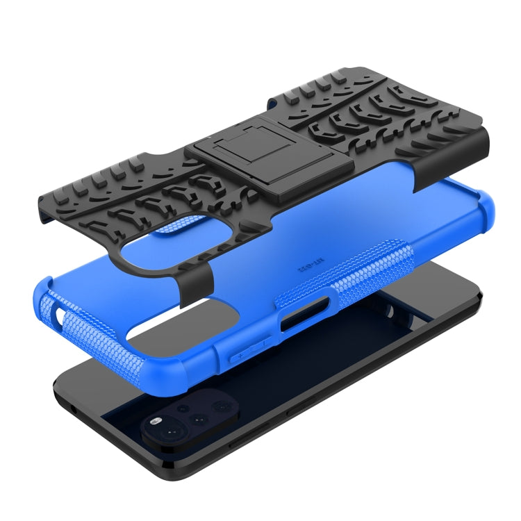 For Motorola Moto G22/E32 Tire Texture TPU + PC Phone Case with Holder